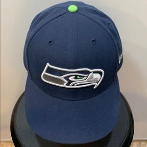 New Era Seattle Seahawks Navy Blue Hat with Neon Green Accent